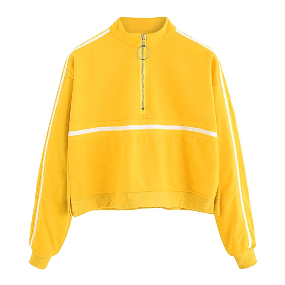 

New Simple Sweatshirt 2019 Autumn Yellow Women Turtleneck Pullovers Long Sleeve Casual Vintage Ladies Sweatshirt Moletom
