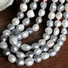 12-13 мм Южное море барокко белый серый ожерелье с разноцветным жемчугом 925 s