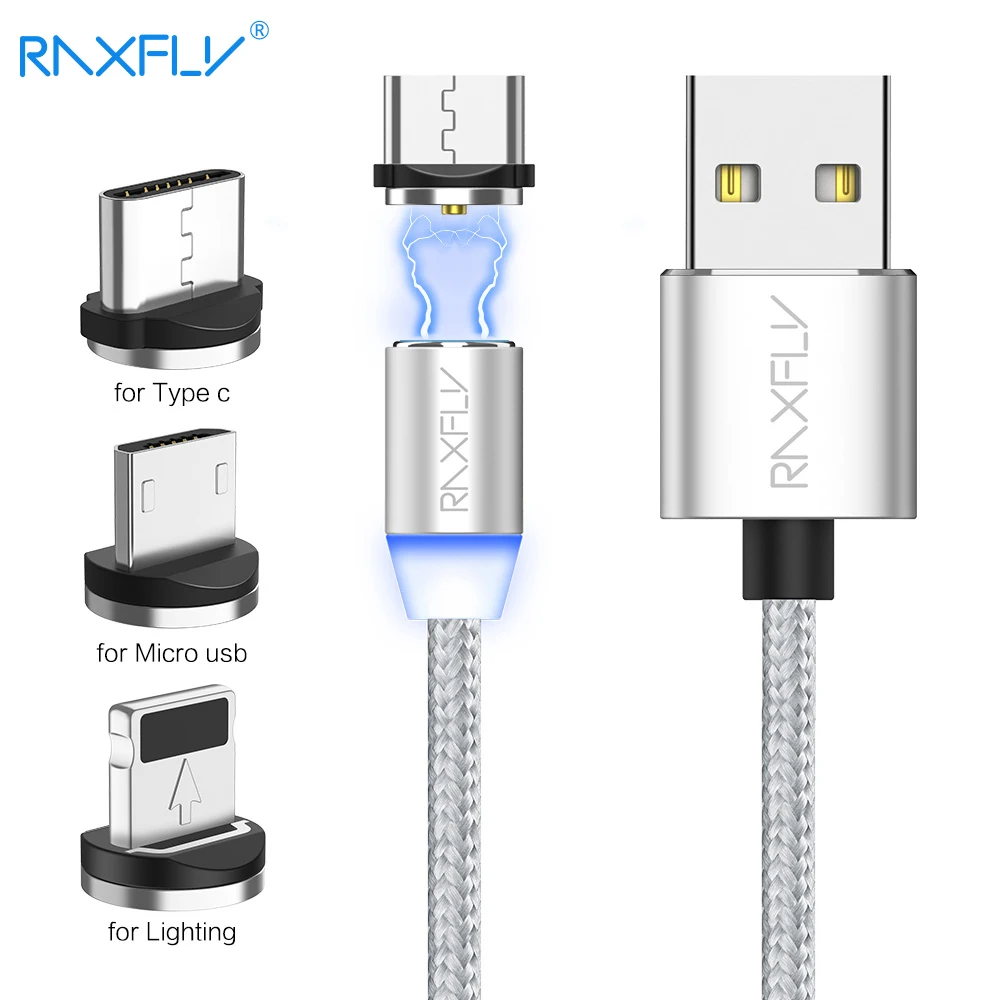 

RAXFLY Magnetic USB Cable For Xiaomi Redmi Note 7 1M 2M Magnetic Charger For iPhone X 7 8 Micro USB Type C Cable For Samsung S10
