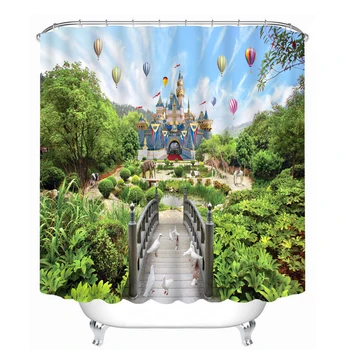 

Bathroom Products Printed Polyester Bath Curtain Thai Style Shower Curtain