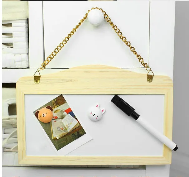 1 Set/Lot Cute Mini Hanging-Style Double-Side Blackboard & Whiteboard & Chalkboard for School Stationery Office Home