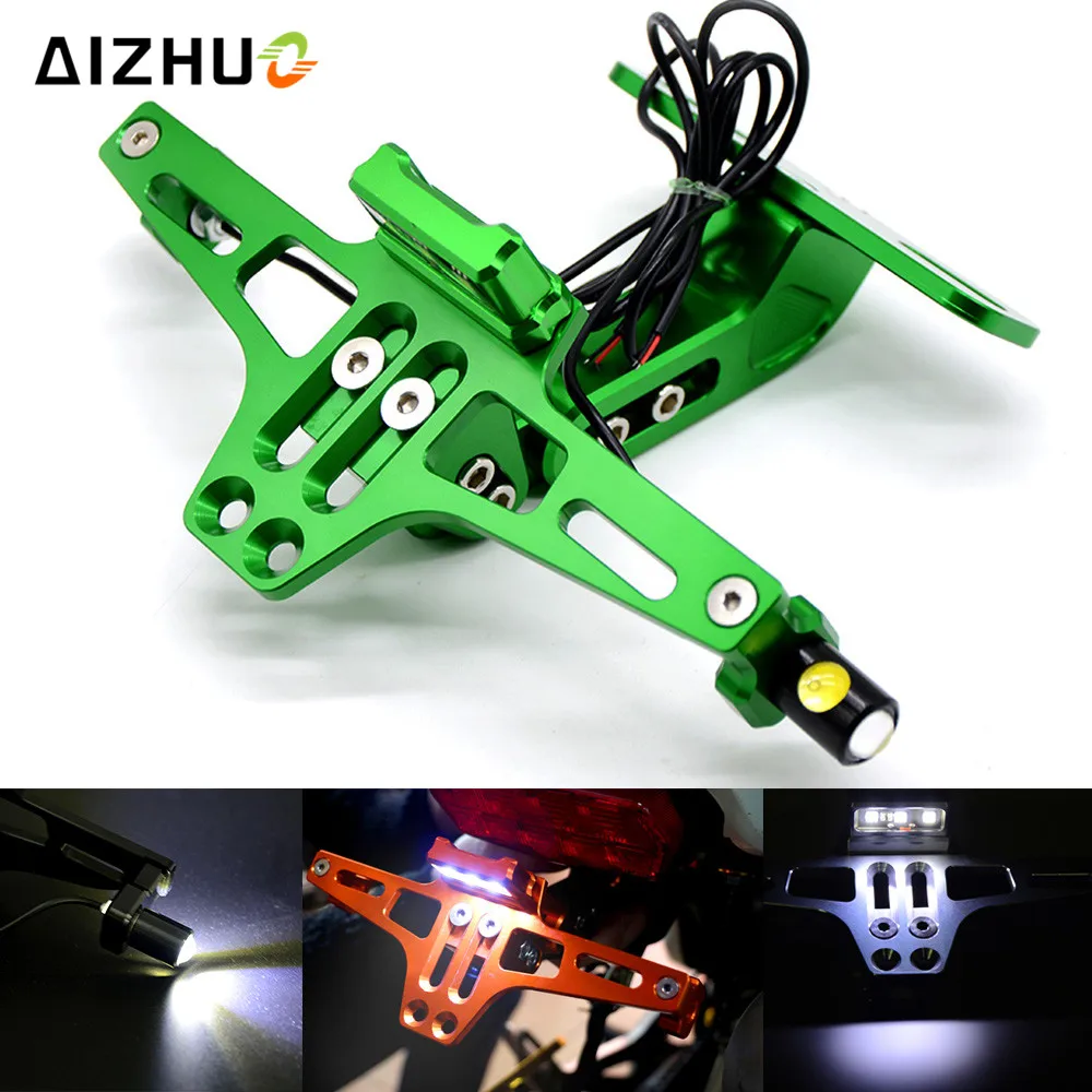 motorcycle License Plate Bracket Holderr with led Light for KAWASAKI Z750 Z750R Z250 Z1000 Z800 NINJA 250/300 zx7r zx12r zx10r