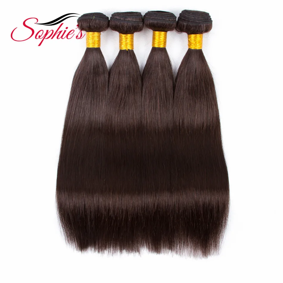 Sophie's Pre-colored Ombre Hair Brazilian Human Straight Hair Weaves 4 Bundles #2 Color Non-Remy Hair Extensions