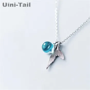

Uini-Tail new 925 sterling silver mermaid foam necklace Korean crystal fashion temperament wild cute fishtail necklace GN334