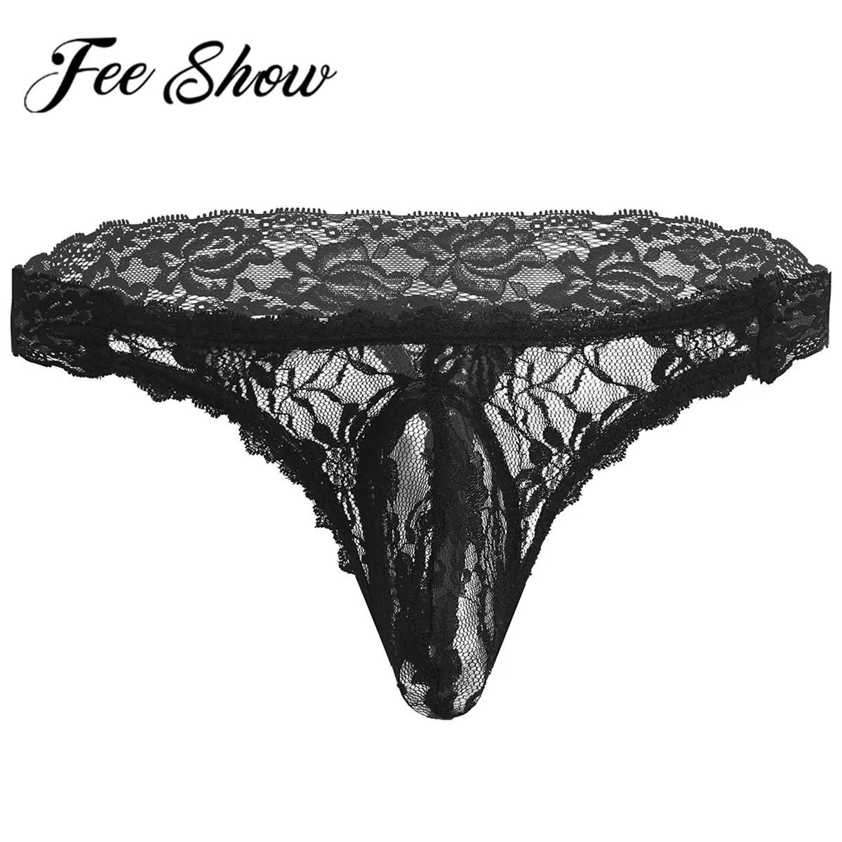 Стринги FEESHOW jockstrap мужские кружевные стринги с цветочным рисунком прозрачные
