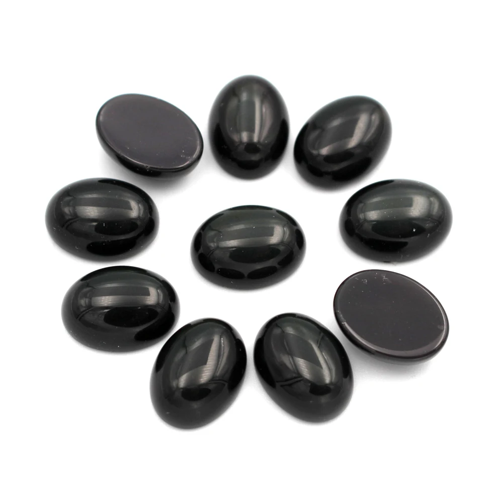 

Black Obsidian stone Dome Oval Cabochon Natural stone Flat Back cabochons 12x16mm 15x20mm 13x18mm 18x25mm