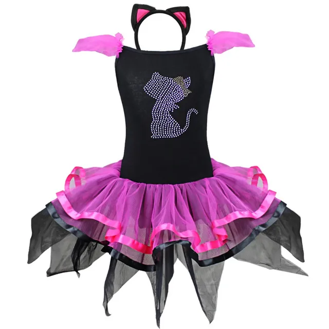 2017 Cute Toddler Girls Cat Tutu Party Dress with Headband Costume