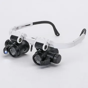 

Tool Loupe Magnifier Measurement 8X 23X -mounted ABS Lens Watch Repair Portable Double Eye Glasses Durable Retractable Led