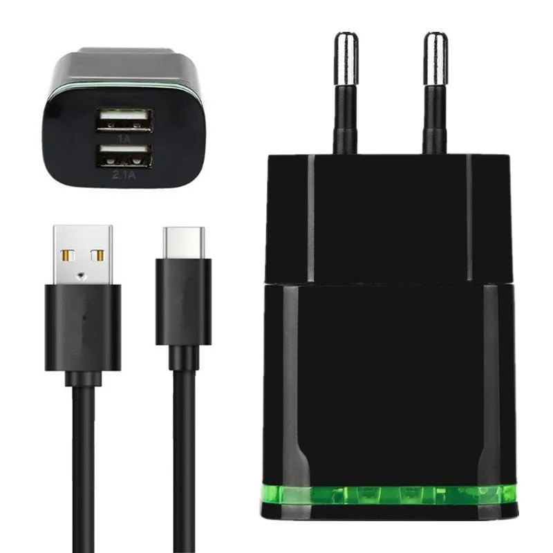 Зарядное устройство USB для iPhone Huawei A50 Android 5 В 2 А порта универсальный кабель Micro Type-C