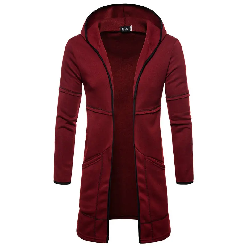 Mens Novo Estilo de Outono Inverno Casaco Quente Nova Moda Longo Casaco Casuais Outwear Sólida Cardigan