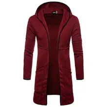 Mens Novo Estilo de Outono Inverno Casaco Quente Nova Moda Longo Casaco Casuais Outwear Sólida Cardigan