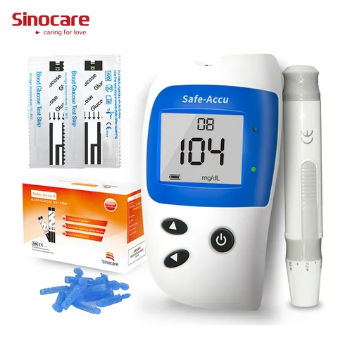 Medidor de Glicose Tiras de Teste Monitor de Açúcar Glucometer com 50 Sinocare Sangue Diabetes Tester Kit Agulhas Lancets Safe-accu2 no