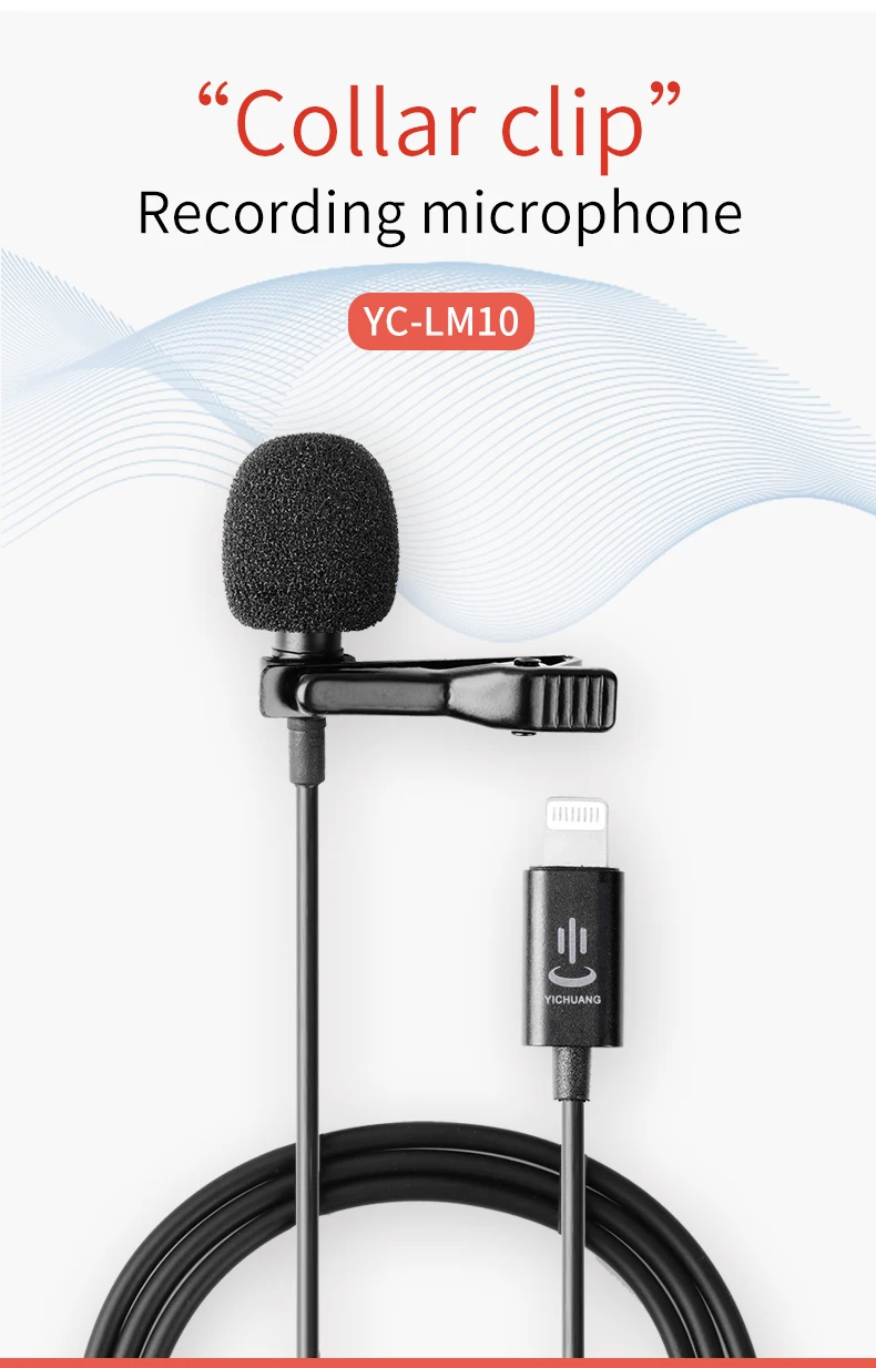 YC-LM10 II 1,5 m телефон аудио видео запись петличный конденсаторный микрофон для iPhone 11 X xr xs max 8 8plus 7 7plus 6 plus/iPad