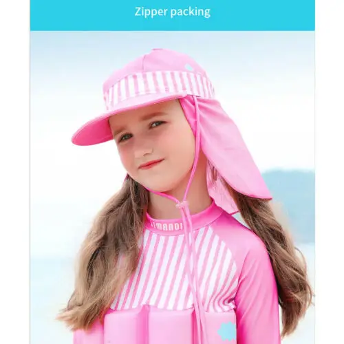 

1PC UV Protection Sun Protection Summer Sunhat Sunscreen Outdoor Cap Neck Ear Protection Flap Hat Cartoon Pattern Cap for Kids