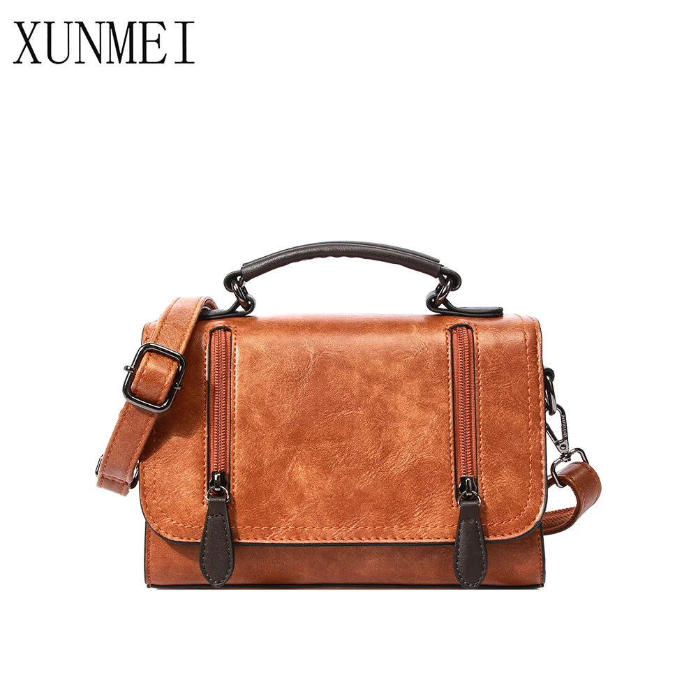 

XUNMEI Vintage Leather Handbags Women Bag High Quality Casual Female Crossbody Bags Tote Famous Brand Shoulder Bag Ladies Bolsos