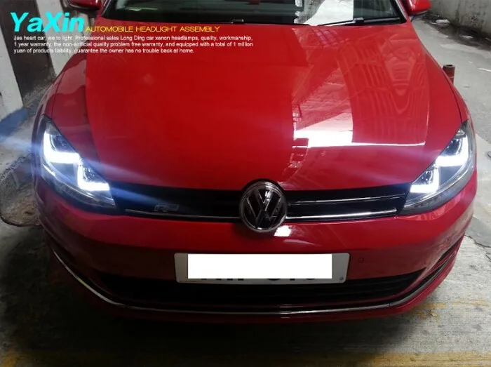 Для vw golf 7 головной светильник двойной U ангельские глазки DRL для vw golf MK7 автомобильный Стайлинг H7 Bi-xenon двойные линзы парковка светодиодный светильник