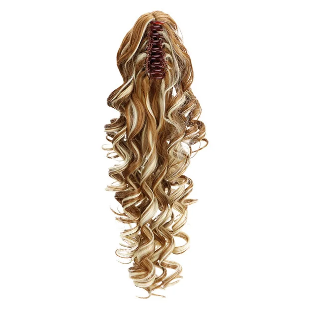 1" Синтетические конский хвост парики для наращивания волос на заколках шиньоны коричневый блонд волнистые волосы на заколках для наращивания конский хвост термостойкие - Цвет: HPP005E
