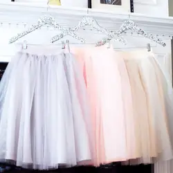 Индивидуальный заказ Тюлевая юбка эластичная талия линии по колено юбка-пачка Для женщин Юбки для женщин для вечеринки Танцы невесты 2016