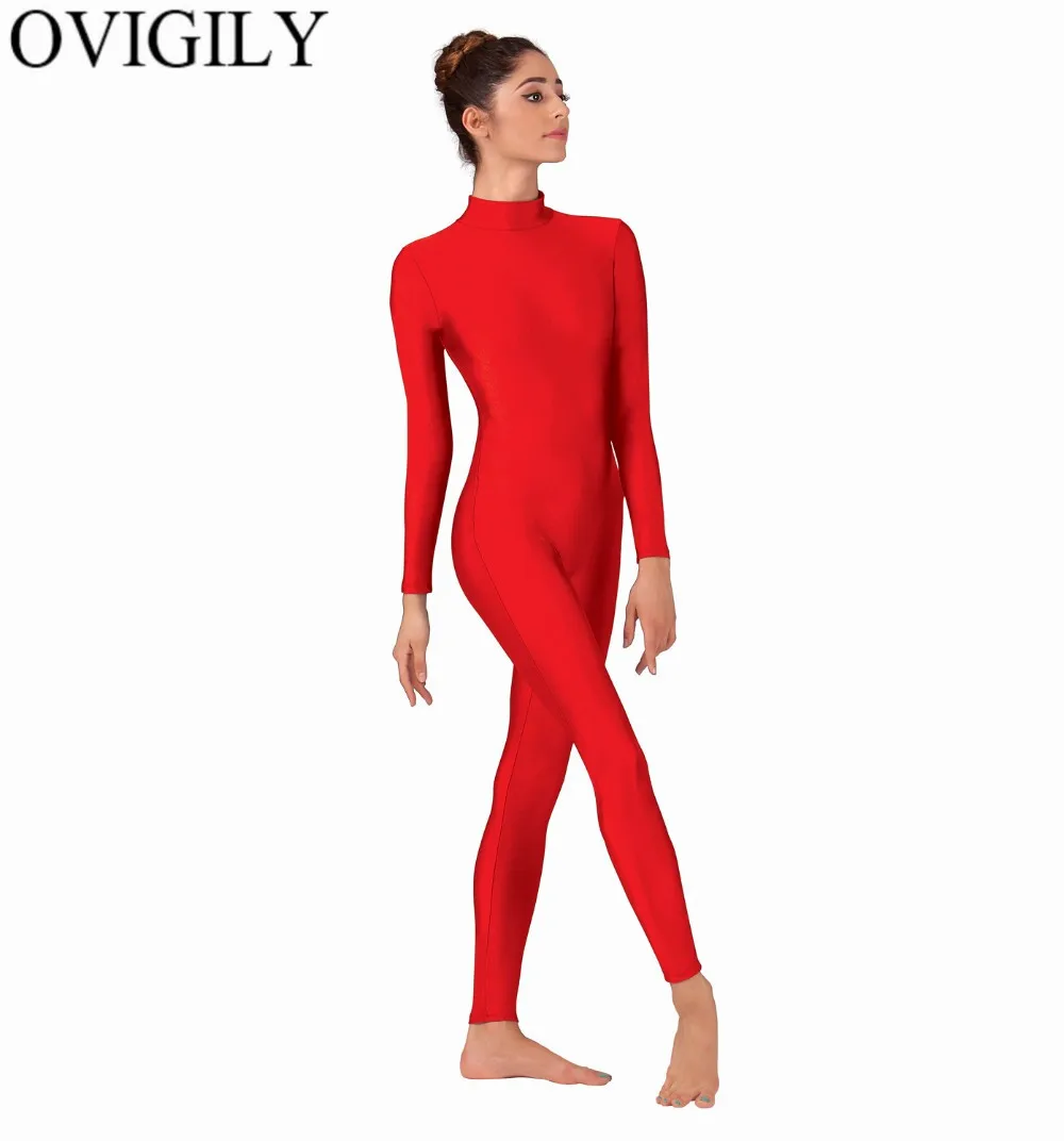 OVIGILY-Women-Mock-Neck-Long-Sleeve-Unitards-Spandex-Full-Body-Unitard ...