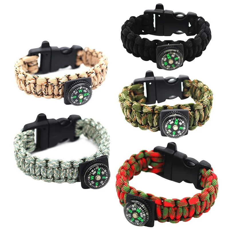 

2019 Outdoor Camping Multi-Function Emergency Survival Bracelet For Rescue Parachute Cord Wristband Whistle Compass Paracord j2