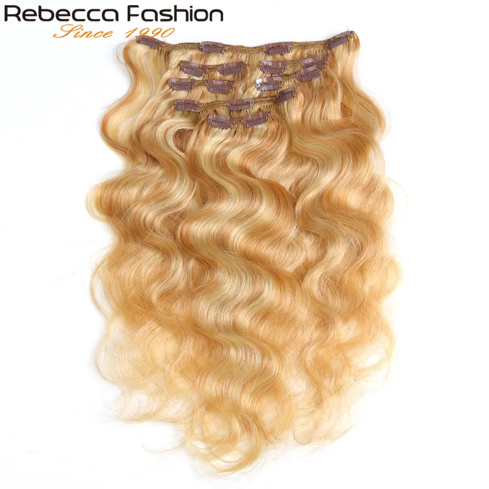 Rebecca волосы на заколках 7 шт. человеческие для наращивания перуанские 100% объемная
