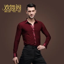 Костюмы для латиноамериканских танцев танцевальная Рубашки для мальчиков взрослых мужчин Костюмы кадриль лучших современные Румба ча-ча Самба Танго Сальса танец рубашка вино красный, синий