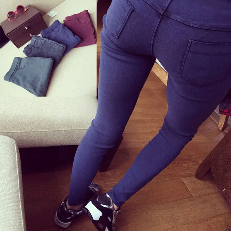 denim leggings elastic waist