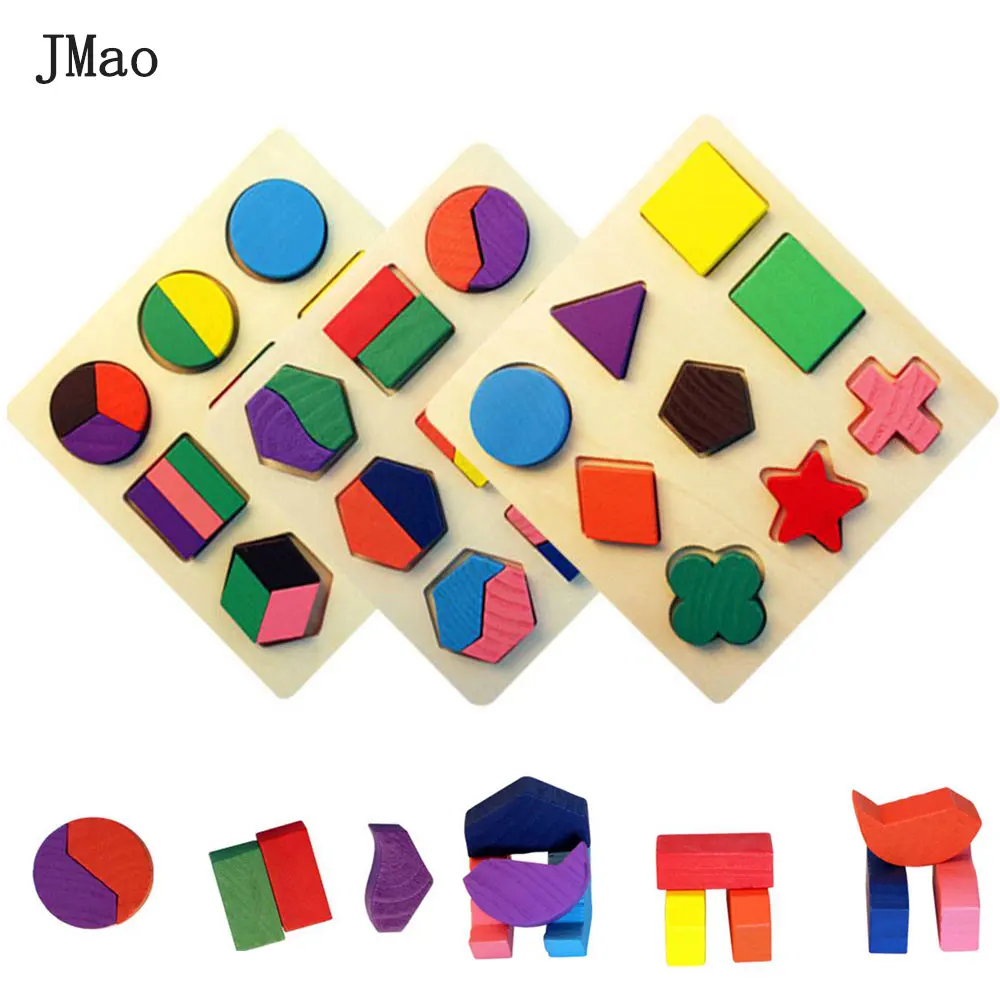 

JMao Montessori Toys Early Childhood Puzzle Wooden Puzzle Toys Geometric Shape Board Cognitive Pairing Game Baby Kids Funny Gift