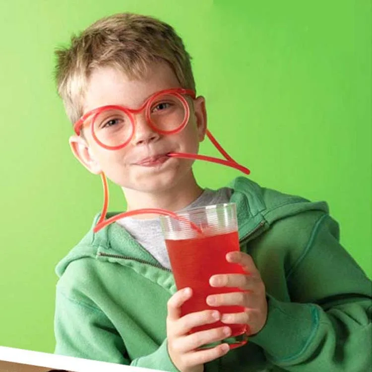 Free Shipping DIY Straw Children's Creative Cartoon Cute Fun Wacky Glasses Toys Household items Drinkware for some festive |
