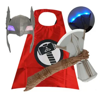 

[Funny] The avengers 4 LED light and sound Thor Stormbreaker Tomahawk Hammer thor helmet mask figure toy Cosplay Costume party