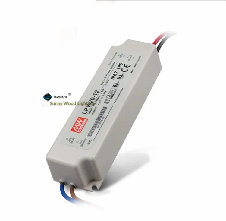 100-240Vac к 12VDC, 20 Вт, 12V1. 67A IP67 источника питания, UL, LP светодио дный свет, светодио дный вывески водонепроницаемый водитель, LPV-20-12