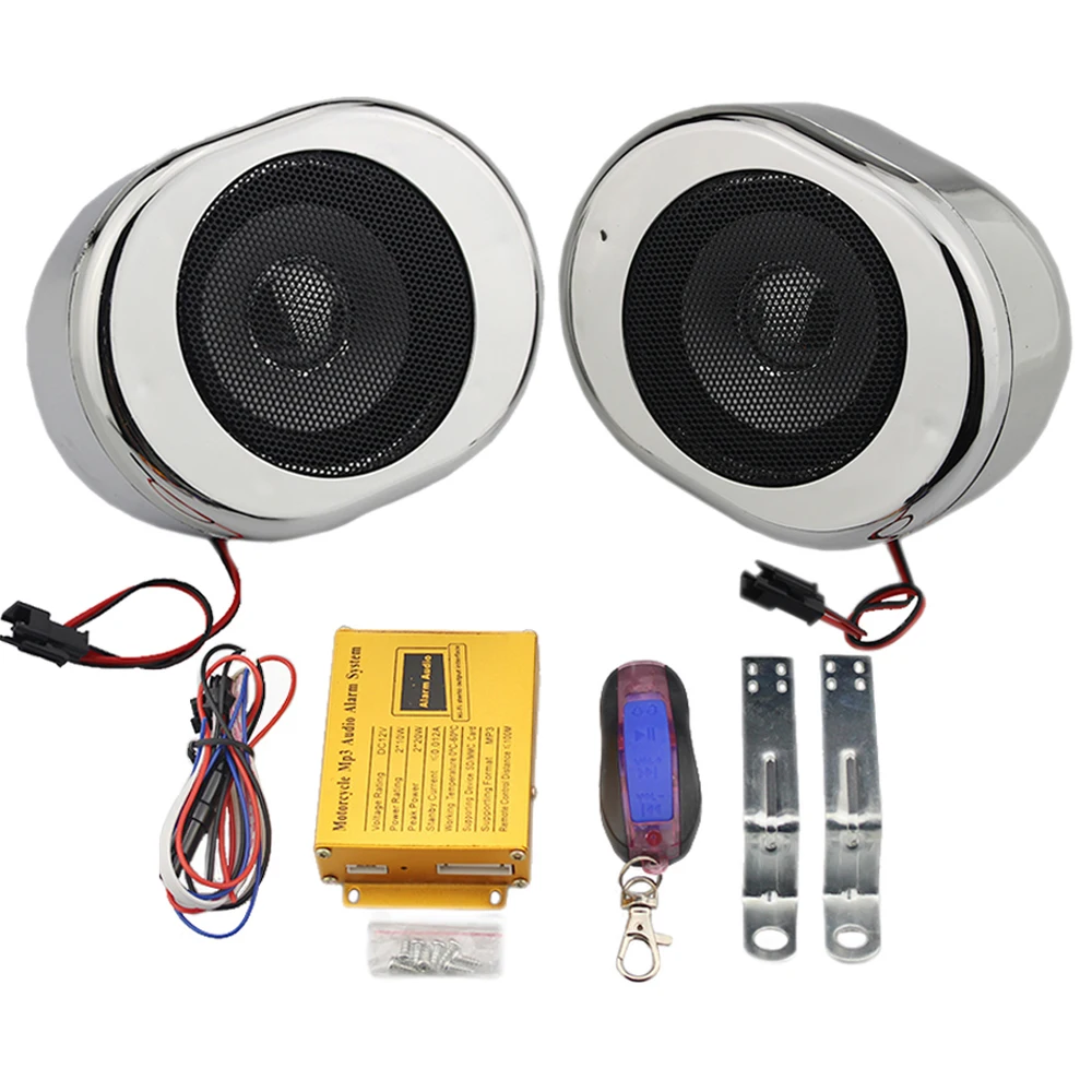 Universal Silver Motorcycle Loudspeakers Handlebar Audio System