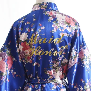 

2020 NEW Women Nightgown Home Wear Elegant Lady Spa Kimono Bath Gown Satin Letter "Maid of Honor" Bride Bridesmaid Wedding Robes
