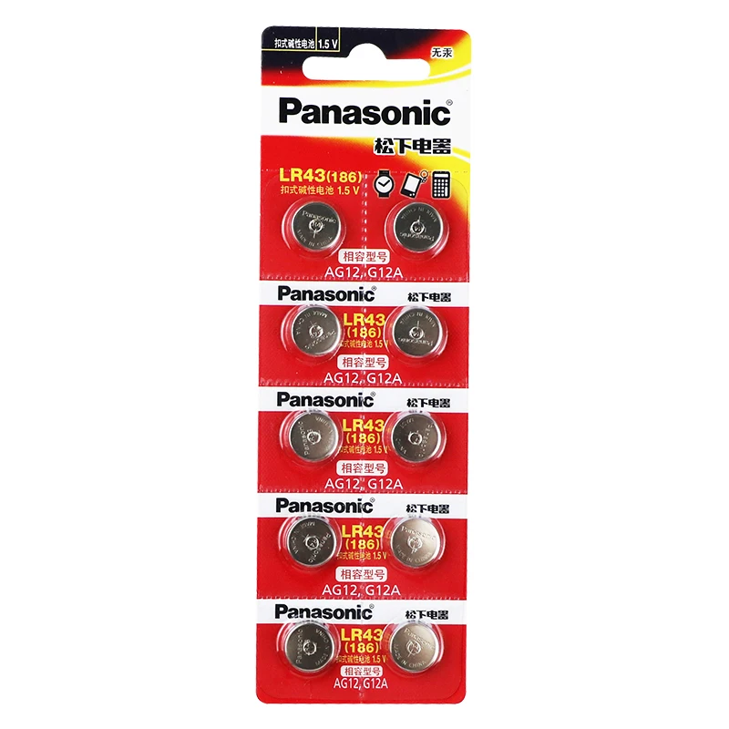 

10X PANASONIC AG12 LR43 186 0%Hg for Watches Toys 1.5V Cell Alkaline batteries For calculator 0%Hg