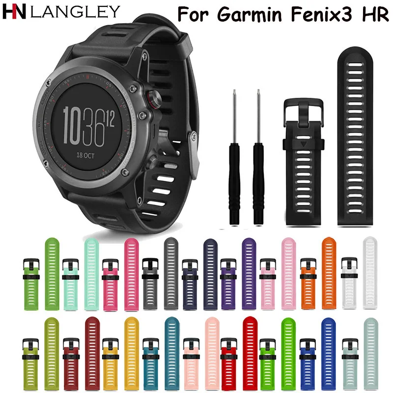 

Colorful 26mm Width Outdoor Sport Silicone wrist Strap Watchband Replacement bracelte watch for Garmin Fenix 3 HR watch Band new