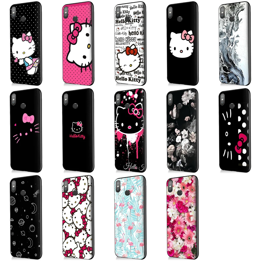 

Kitty Cat Soft TPU Silicone Patterned Phone Case for Xiaomi 6A Floral Back Cover for mi8 Cases