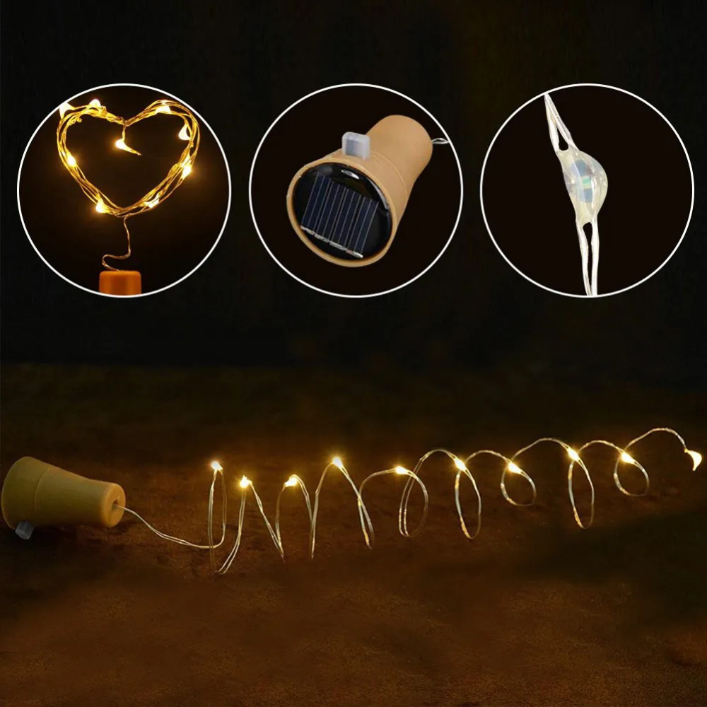 Solar Wine Bottle Lights, 6 Pack 20 LED Waterproof Copper Cork Shaped Lights Firefly String Lights for DIY Home Decor solar powered fairy lights