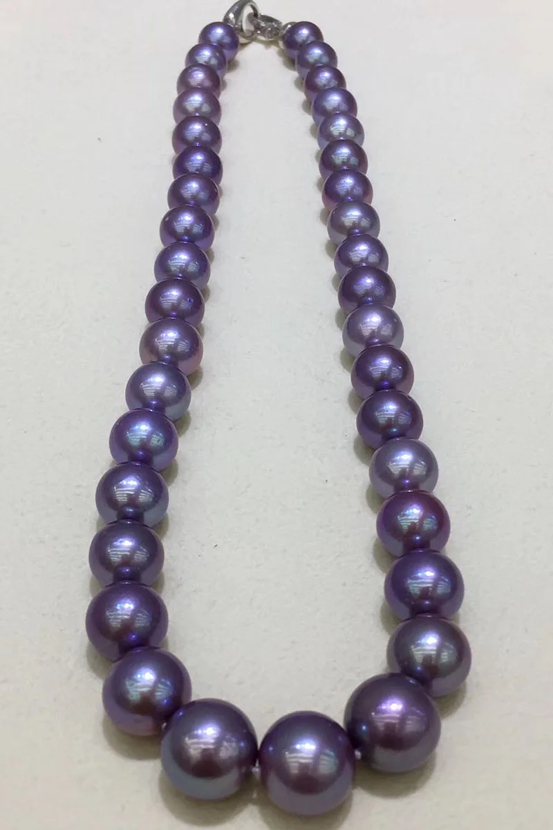 Classic 45cm 11-14mm Large natural Purple Round pearls choker necklace string for women Mum Lover High luster fine jewelry