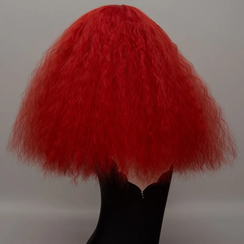 Aisi 17 Цвета вьющиеся парик блондинка синтетические парики для косплея Розовый Красный Зеленый средней длины волос афро зеленый парик для Для женщин - Цвет: red