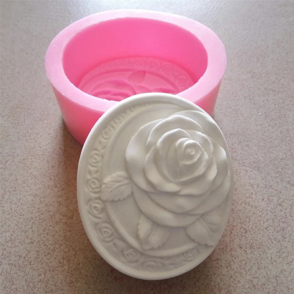Great Mold Oval Rose Handmade Soap Mold 3D Silicone Mold for Soap