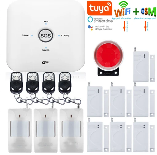 

Yobang Security Tuya APP Control Wifi GSM Home Security Burglar Alarm System Video IP Camera Smoke Fire Detector Support ALEXA