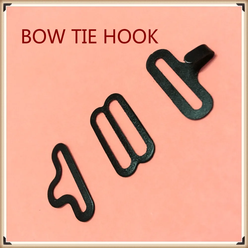 100 Sets Adjustable Bow Tie hook Buckle Bow Tie Clip 19mm Black or