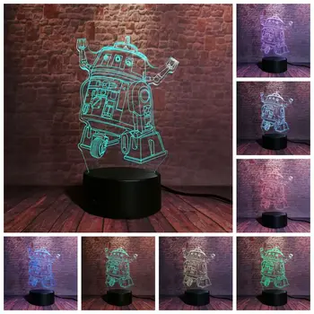 

3D Illusion Led Lamp 7 Colors Changing Touch Nightlight Flash Lighting Luminous Robot Figure Model Toys