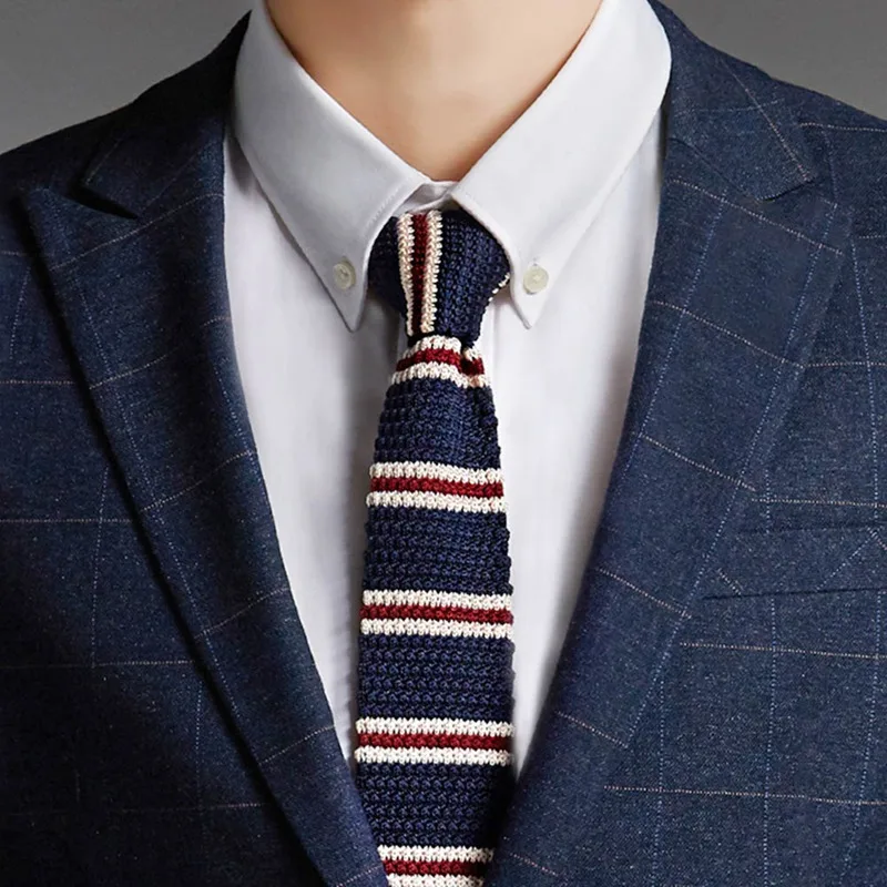 1pc Men's Suits Knit Tie Plain Necktie For Wedding Party Striped Woven