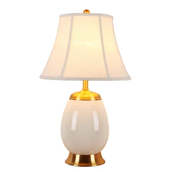 

Modern Minimalist Handmade Chinese White Ceramic Fabric E27 Dimmerable Table Lamp For Living Room Bedroom Wedding H 58cm 1083