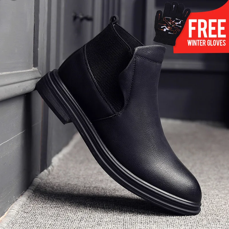 

OSCO 2018 Autumn new Brand Casual leather boots Slip On Men shoes British men's Martin Fashion Chelsea boots