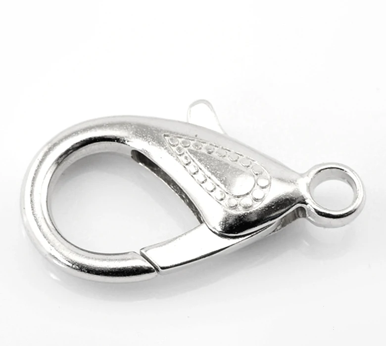 

20PCs Silver Tone Lobster Clasps for Key Ring 30x16mm(1 1/8"x5/8")