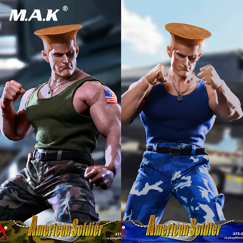 

1/6 scale Male head cothing set ATX044 Street Fighter American Soldier Double Head Carving Set for Strong muscle M35 body