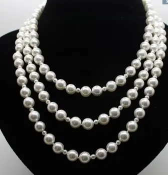 

new design round 4-11mm south sea white pearl necklace 36inch plated Clasp earrings set