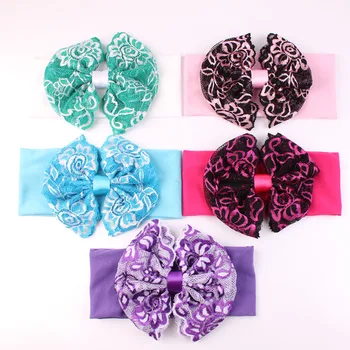 

10pcs/lot Baby Girl Cotton Headband With Lace Bow Headband